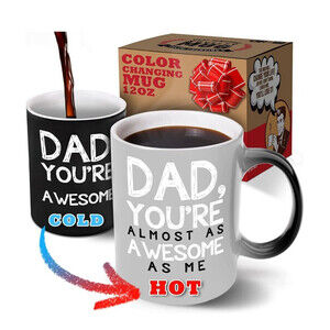 GR8AM Text Revealing Funny Mug 12oz - Awesome Dad - Funny Unique Coffee Mug for